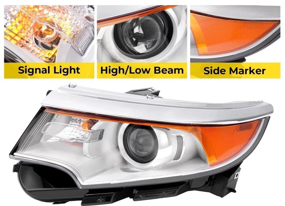 For 2011 2012 2013 2014 Ford Edge Projector Headlight W/Bulb 5 Pins Left Driver