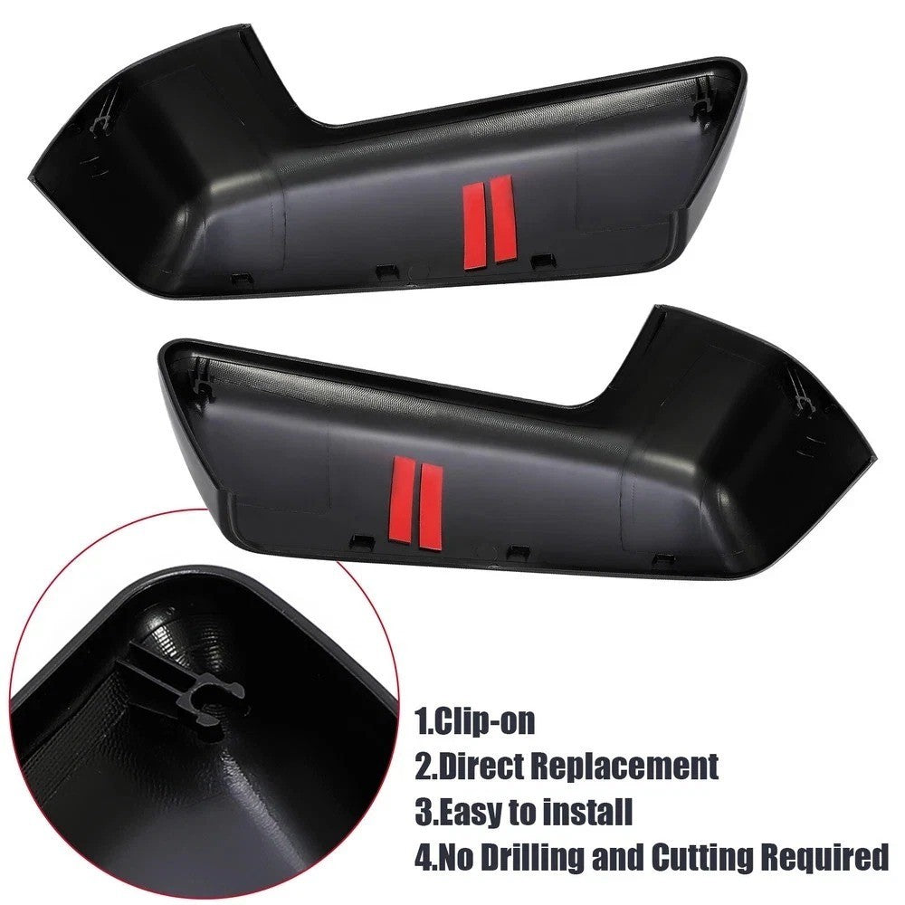 Pair Gloss Black Top Half Mirror Cap Cover For Chevy Silverado GMC Sierra 1500