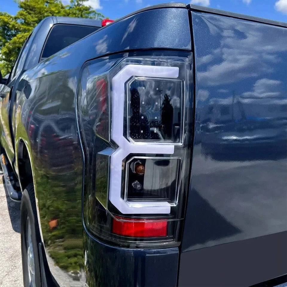 For Toyota Tundra  2007-2013  Dual C-Shape Tube Full LED Brake Black Tail Lights