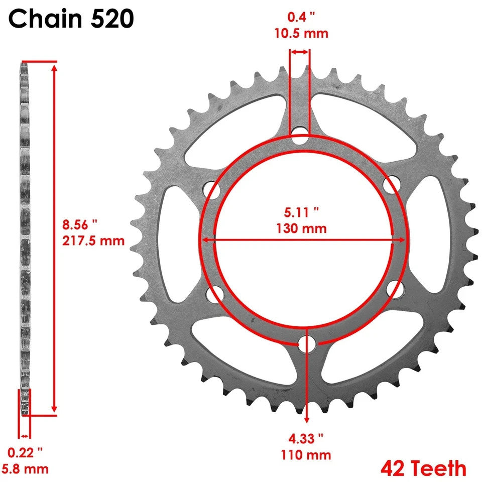 Black Drive Chain And Sprocket Kit for Kawasaki Ninja 300 Ex300 Abs 2013-2017