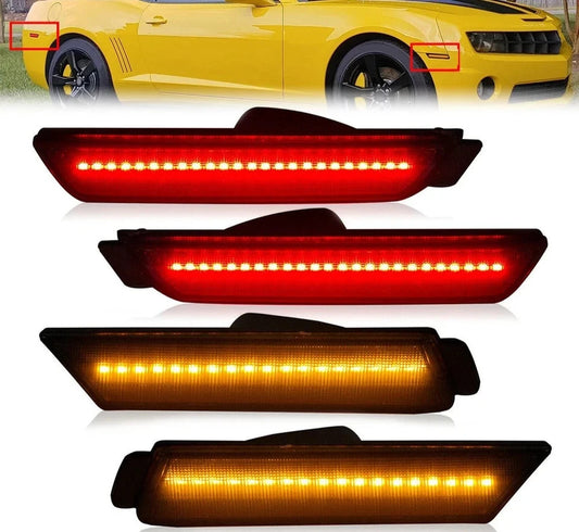4PCS LED Front Rear Side Marker Lights For 2010-2015 Chevy Camaro SS LT ZL1 LS