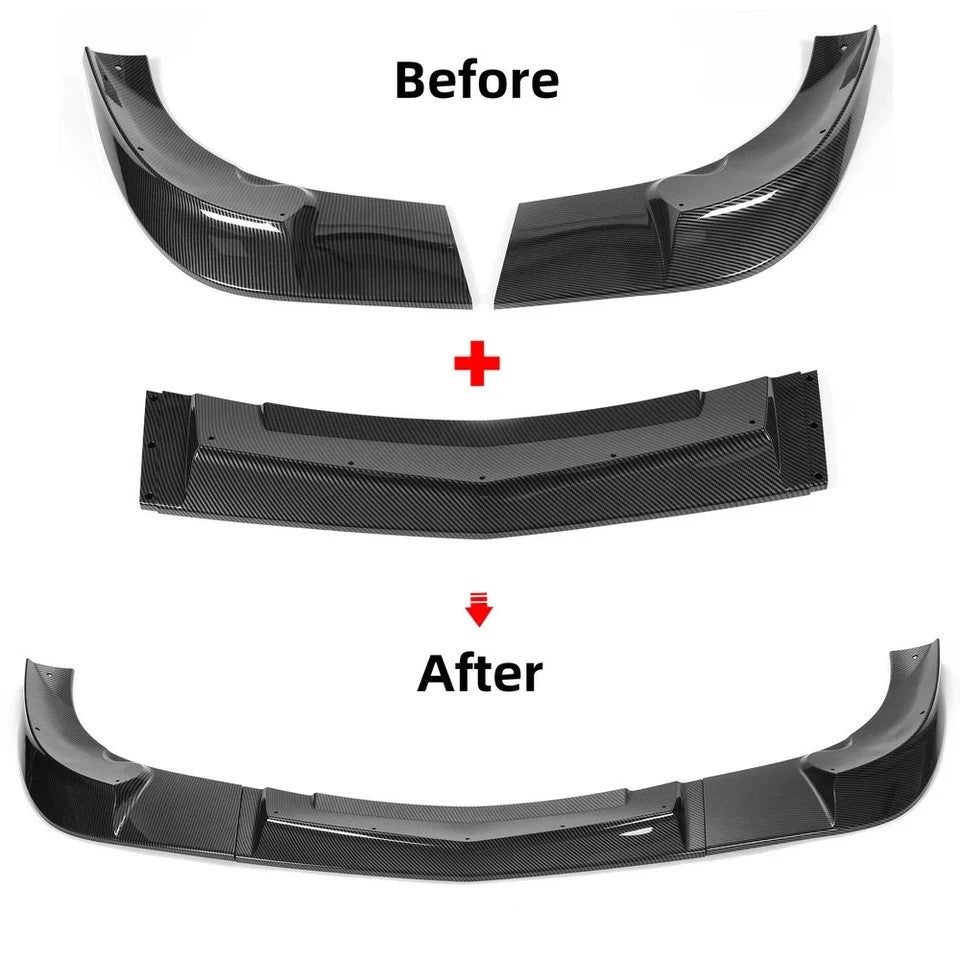 HECASA For 05-13 Corvette C6 Base Front Lip Splitter ZR1 Style Carbon Fiber Look