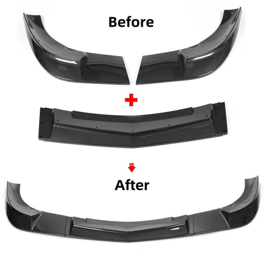 HECASA For 05-13 Corvette C6 Base Front Lip Splitter ZR1 Style Carbon Fiber Look