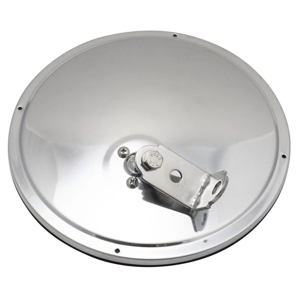 8.5" Round Convex Mirror Pair Stainless Steel Offset Stud w/ Mounting Bracket