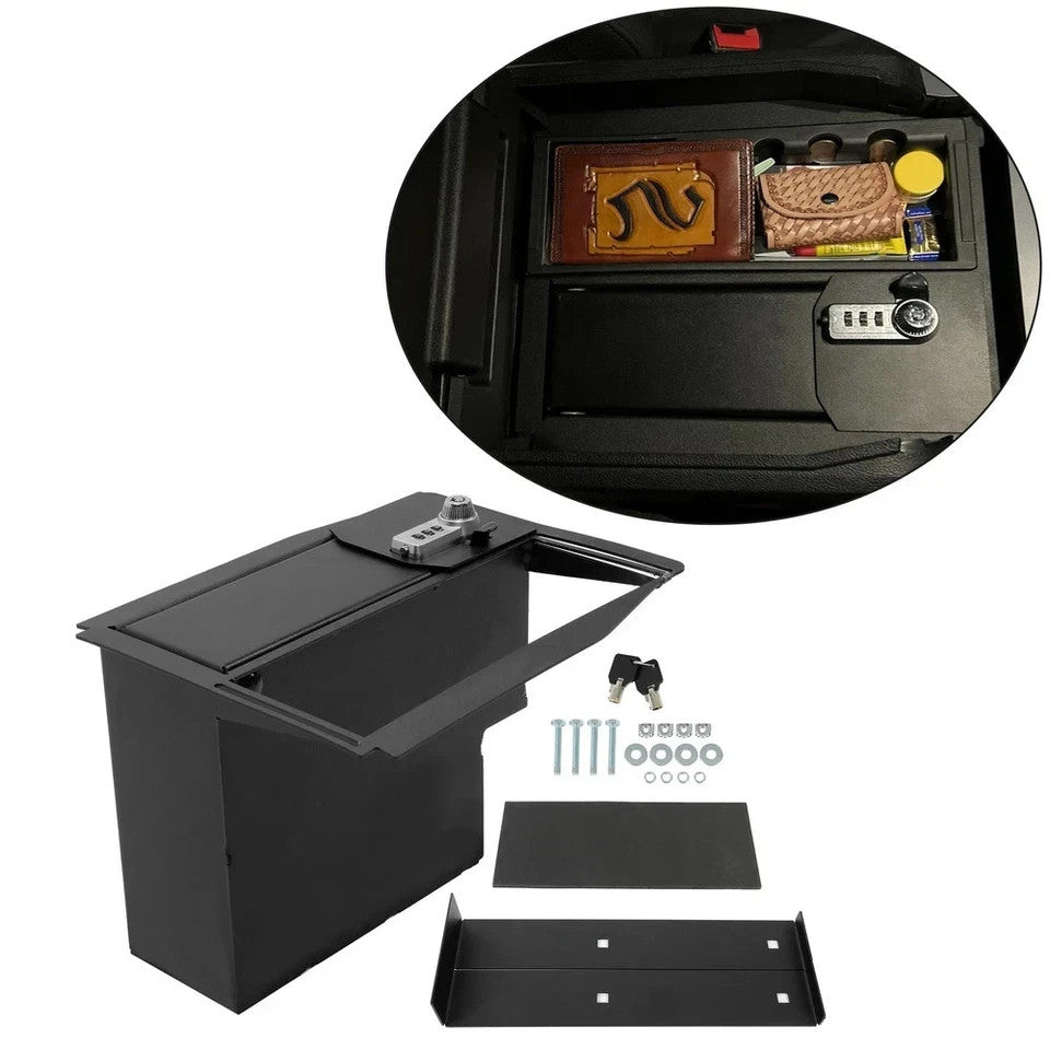 Center Console Safe Lock Vault For 15-20 Ford F150 Raptors F250 F350 Super Duty