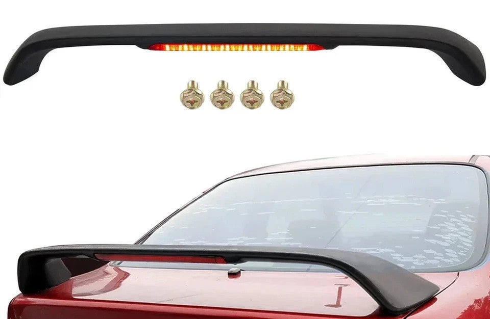 For 96-00 Honda Civic SI 2 Dr 4 Dr Black Trunk Spoiler Wing LED Brake Light Lamp