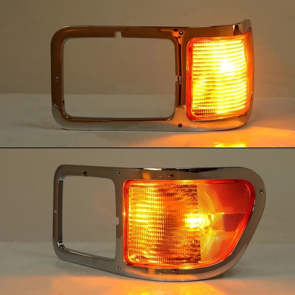 Left Headlight Bezel Trim+Corner Signal Light Lens For 2000-2015 FORD F650 F750
