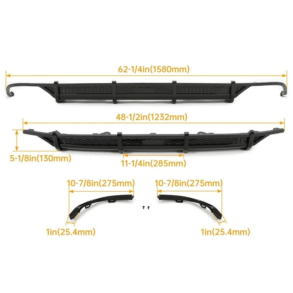 For 2018-2022 Honda Accord Rear Bumper Diffuser Lower Valance+Corner Apron Spat
