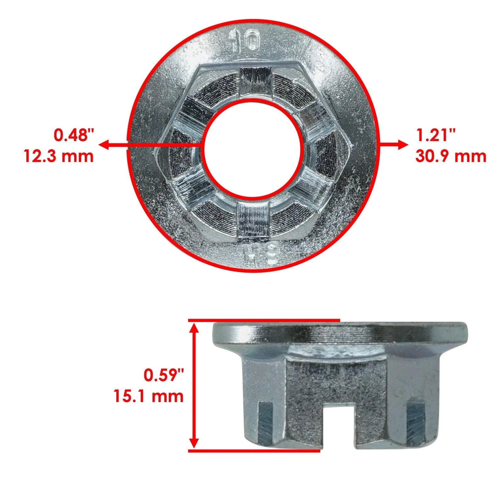 Caltric Rear/Front Wheel Axle Castle Nut for Yamaha 90171-14004-00 901711400400 