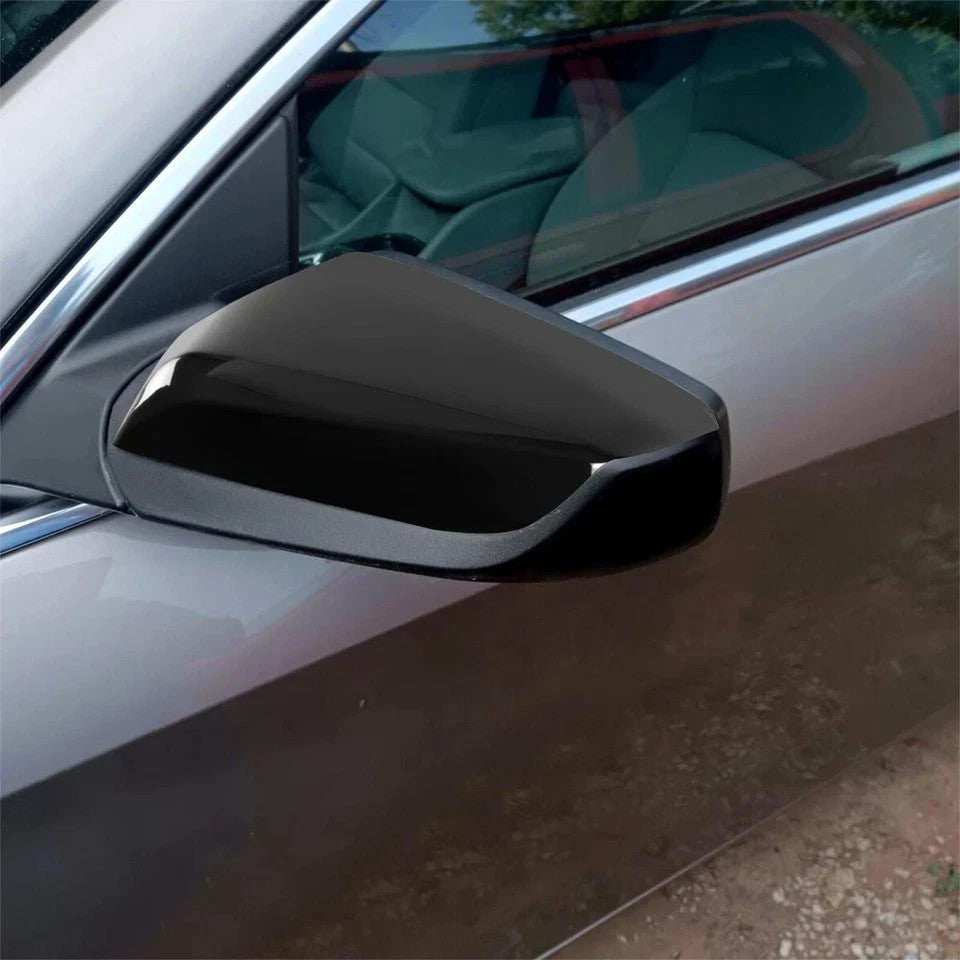 Pair Left & Right Mirror Covers Cap Gloss Black For Chevrolet Malibu 2016-2024