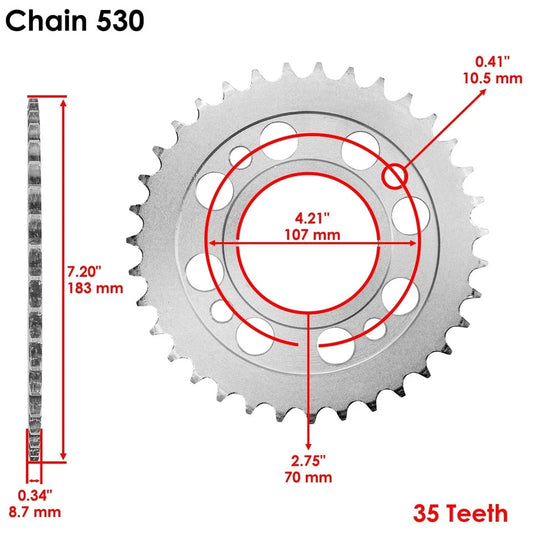 Drive Chain & Sprockets Kit for Honda CM400A CM400C CM400E CM400T Steel