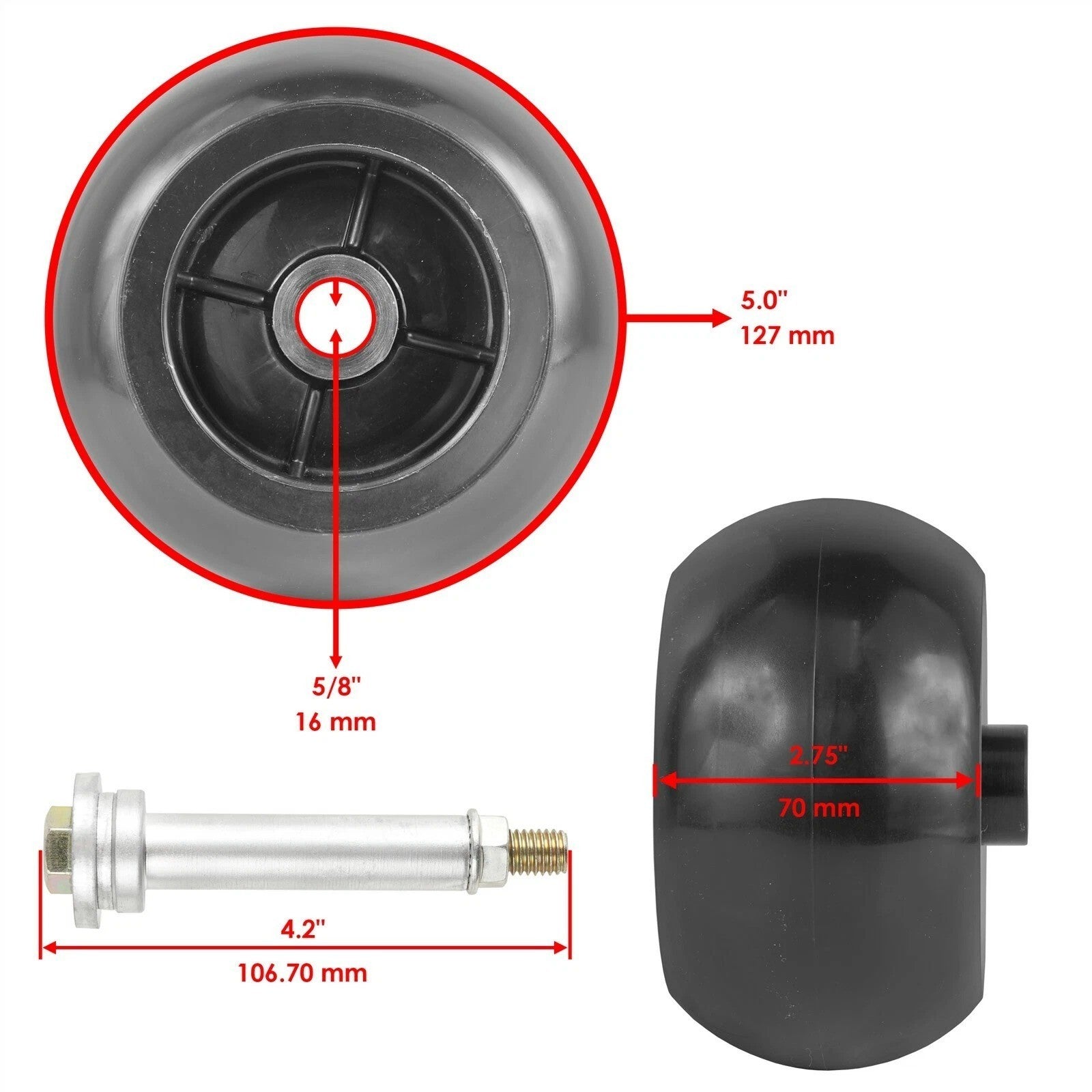 4 Deck Wheel fits Ferris 1716353 Gilson 710138 Husqvarna 539102643 Toro 68-2730