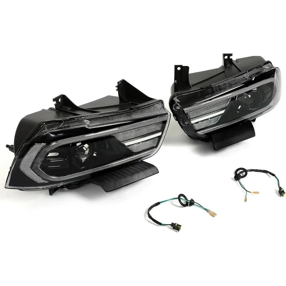 For Dodge Charger 2011-2014 Projector Headlights Headlamps LED Sequential Turn