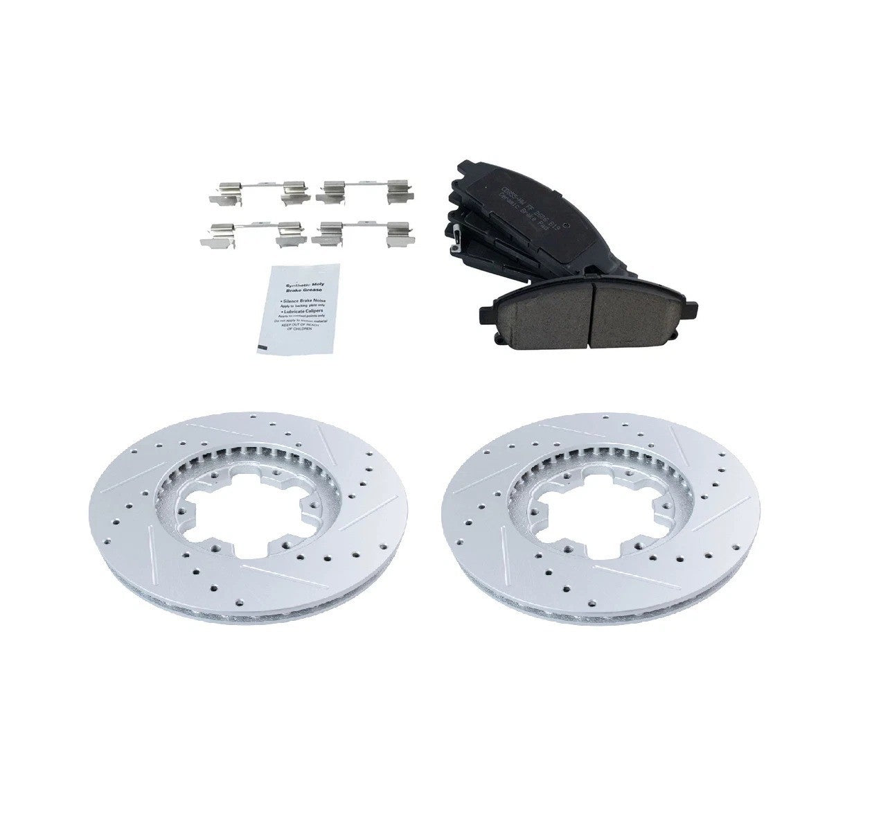 Performance Drilled & Slotted Brake Rotor & Ceramic Pad Front Set New