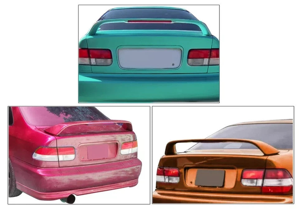 For 96-00 Honda Civic SI 2 Dr 4 Dr Black Trunk Spoiler Wing LED Brake Light Lamp