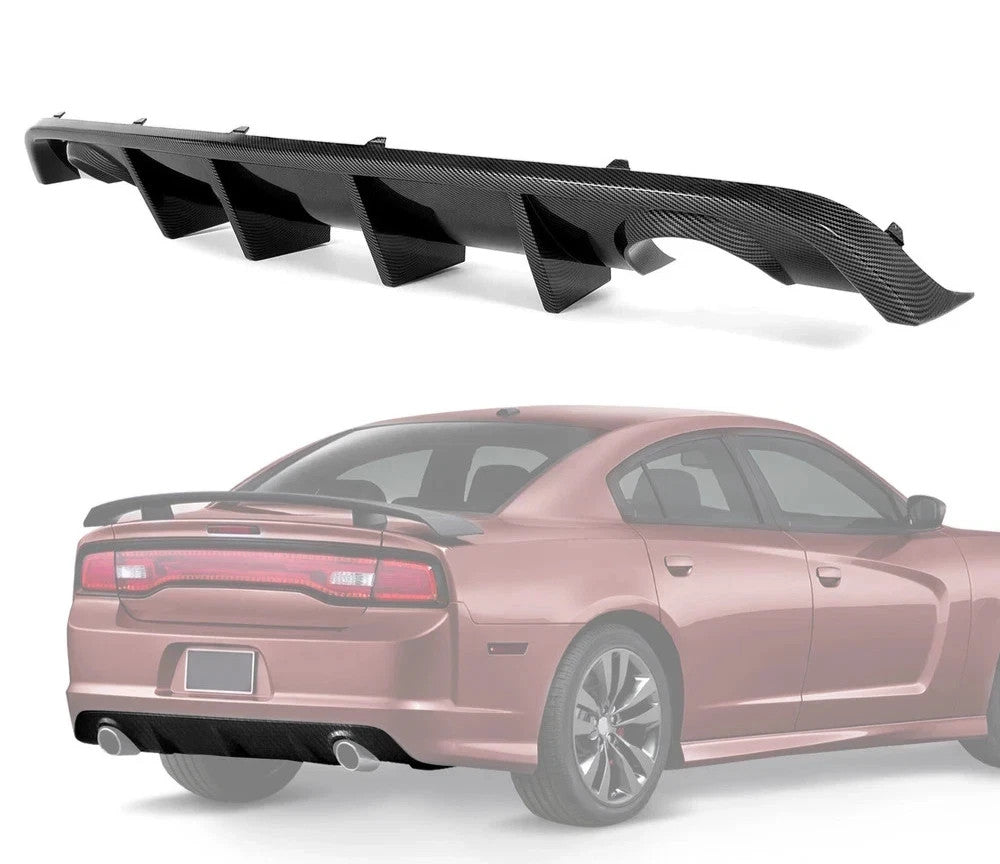For Dodge Charger SRT8 12-14 Rear Diffuser Bumper Lip Valance Carbon Fiber Style