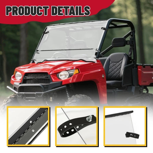 HECASA Full Folding Windshield For Polaris 2006-2008 Ranger 500 4X4 ,700 XP 4X4