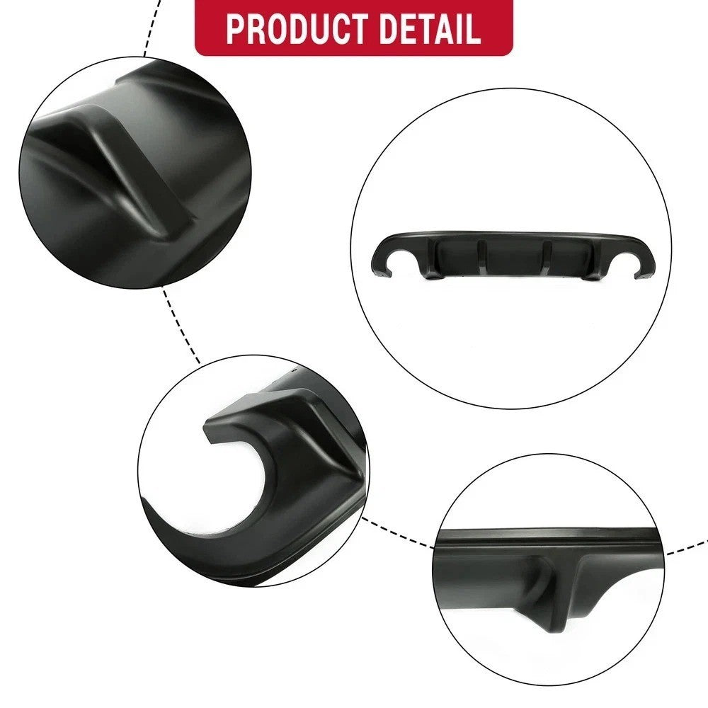 HECASA Black Rear Bumper Diffuser Lip Spoiler Black For 2014-2017 Infiniti Q50