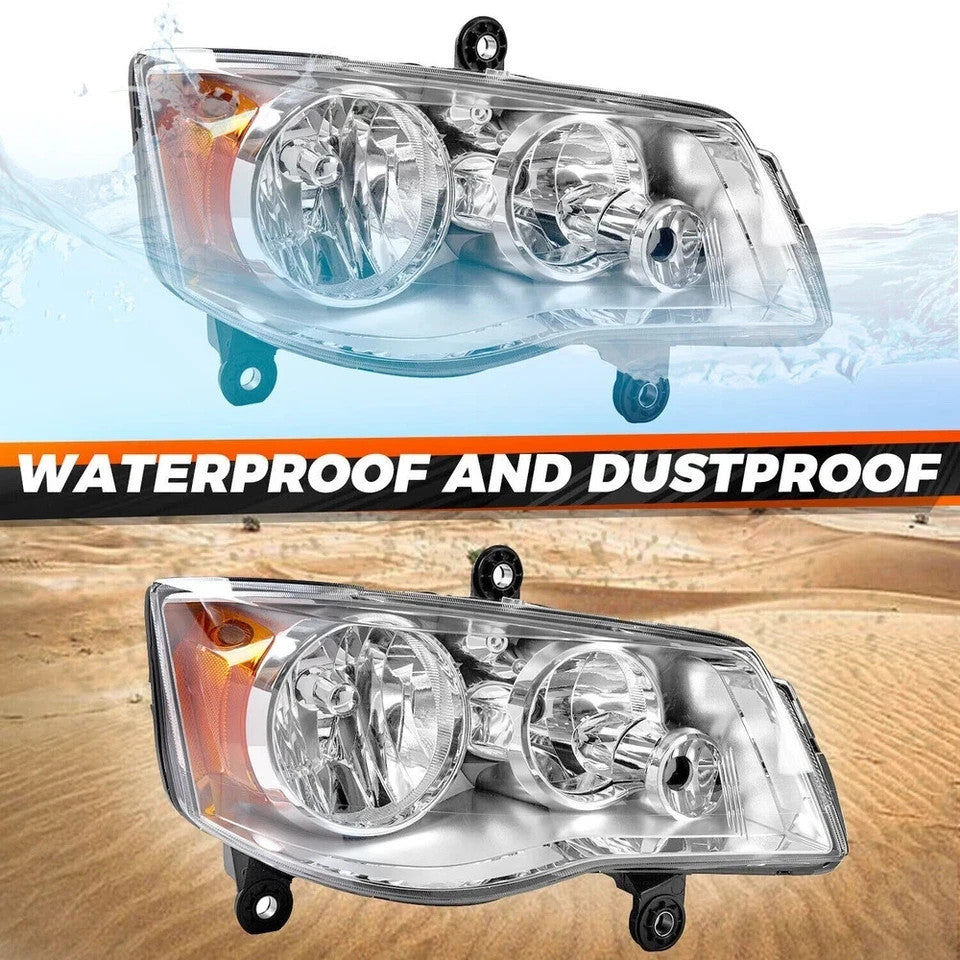 Pair For 2011-2018 Dodge Grand Caravan 2008-2016 Chrysler Town&Country Headlight