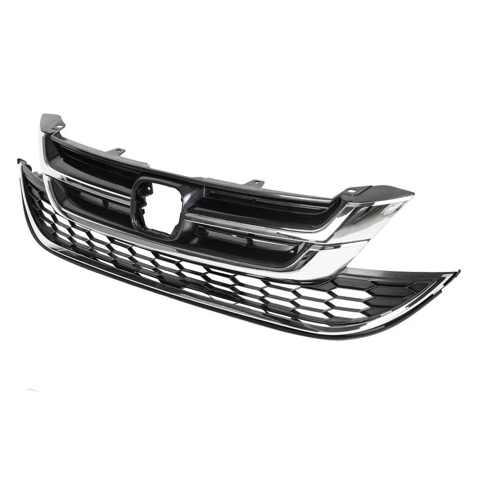 Fits Honda 2010-2011 CRV CR-V Chrome Front Upper & Lower Honeycomb Grill Grille