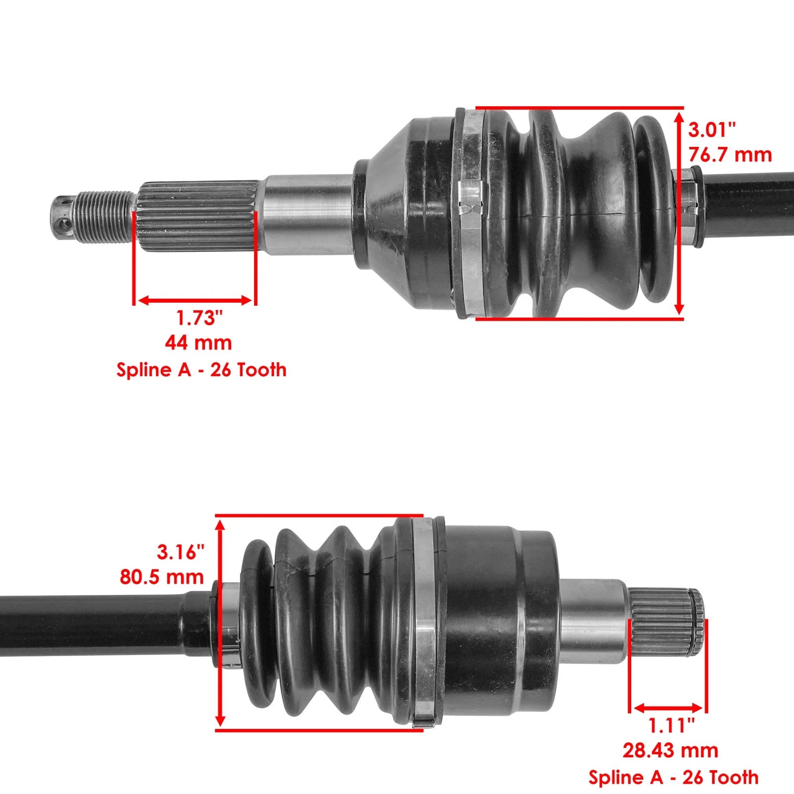 Rear Left & Right CV Joint Axle For Kawasaki Mule PROFXT KAF820 2015-2020