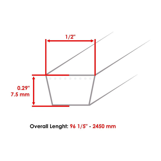 Caltric 42" Deck Belt For Craftsman T1400 T1800 T105 T110 T130 490-501-M044