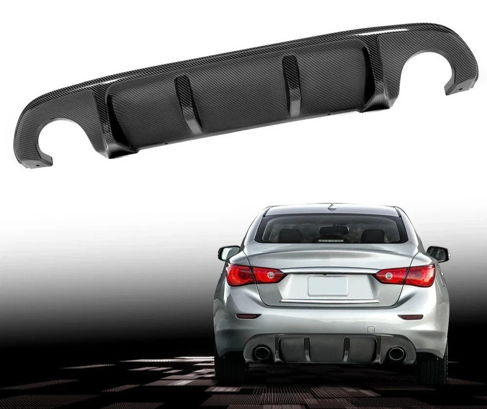 For Infiniti Q50 2014-2017 Carbon Fiber Style  Rear Diffuser Bumper Lip Spoiler