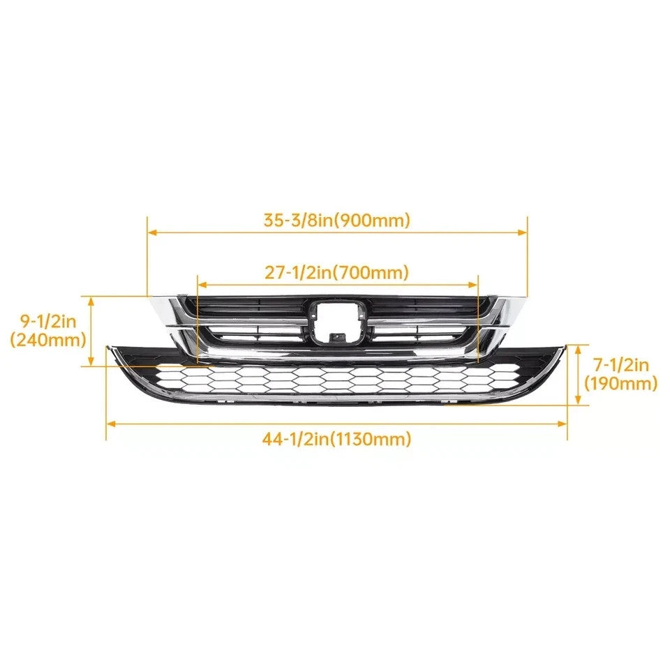 Fits Honda 2010-2011 CRV CR-V Chrome Front Upper & Lower Honeycomb Grill Grille