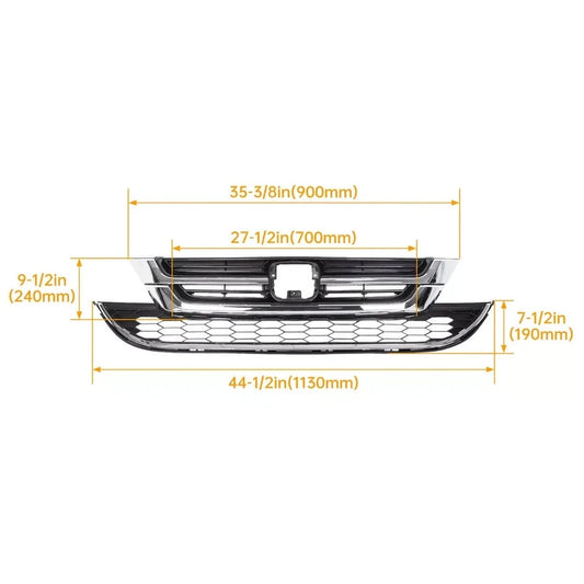 Fits Honda 2010-2011 CRV CR-V Chrome Front Upper & Lower Honeycomb Grill Grille