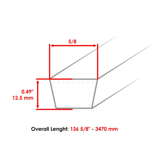 1-413093 413093 539109242 Deck Belt For Husqvarna Exmark  5/8"X 136 5/8