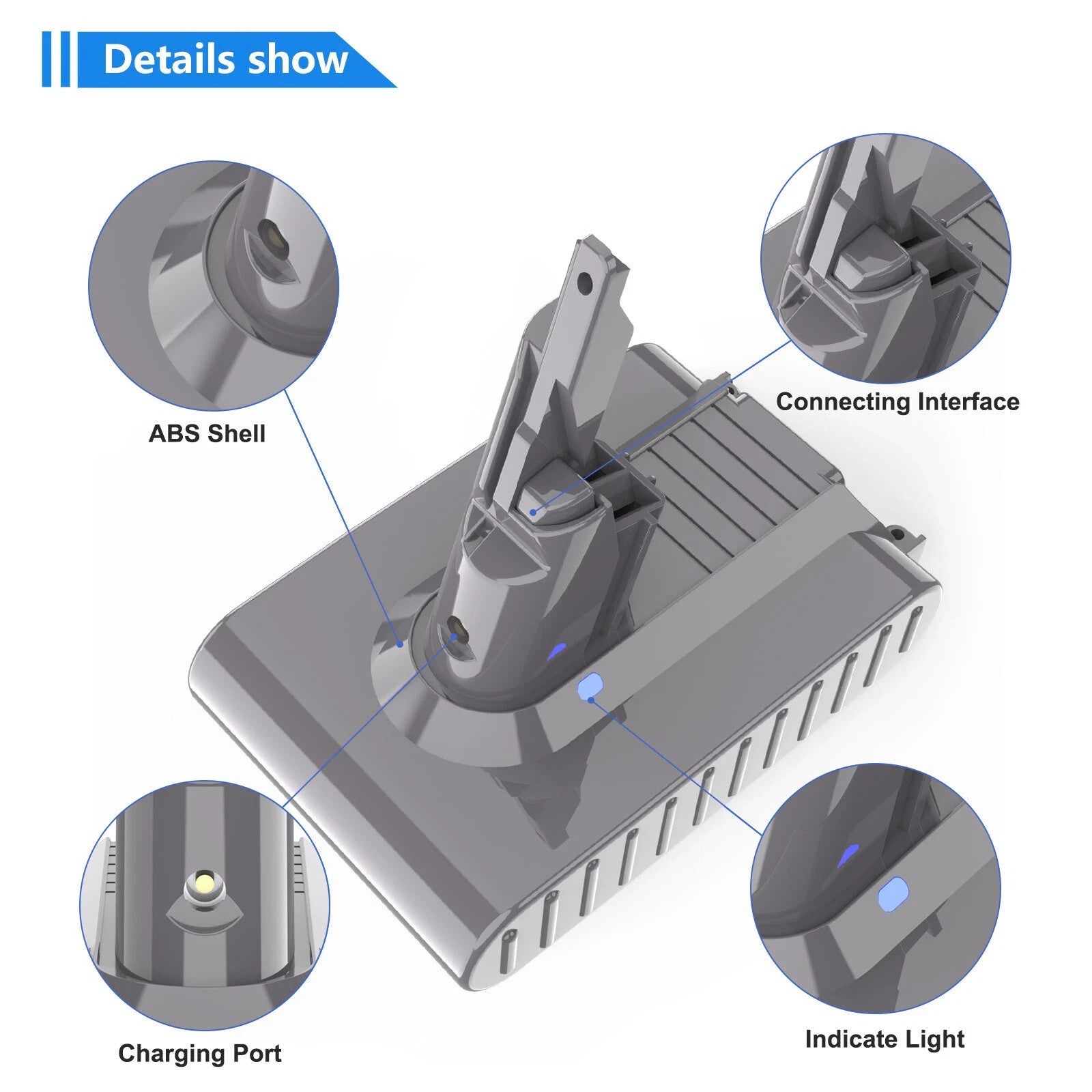6000mAh 21.6V Replacement Battery for Dyson V7 Animal V7 Extra V7 Trigger