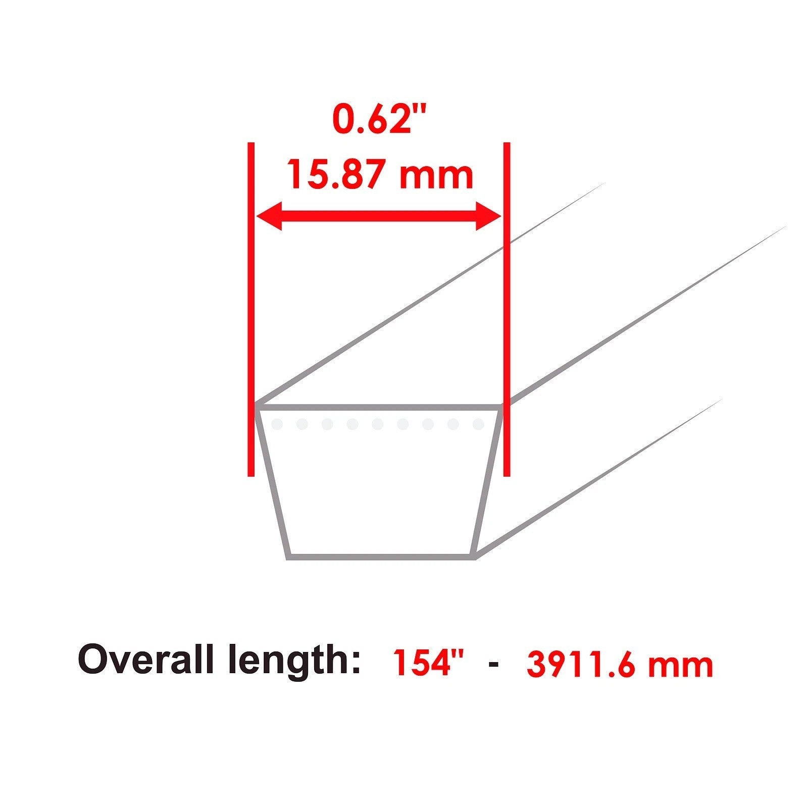 5/8" x 154" Deck Belt for Husqvarna Dixon Poulan RZ2454 RZ5424 114557 539114557