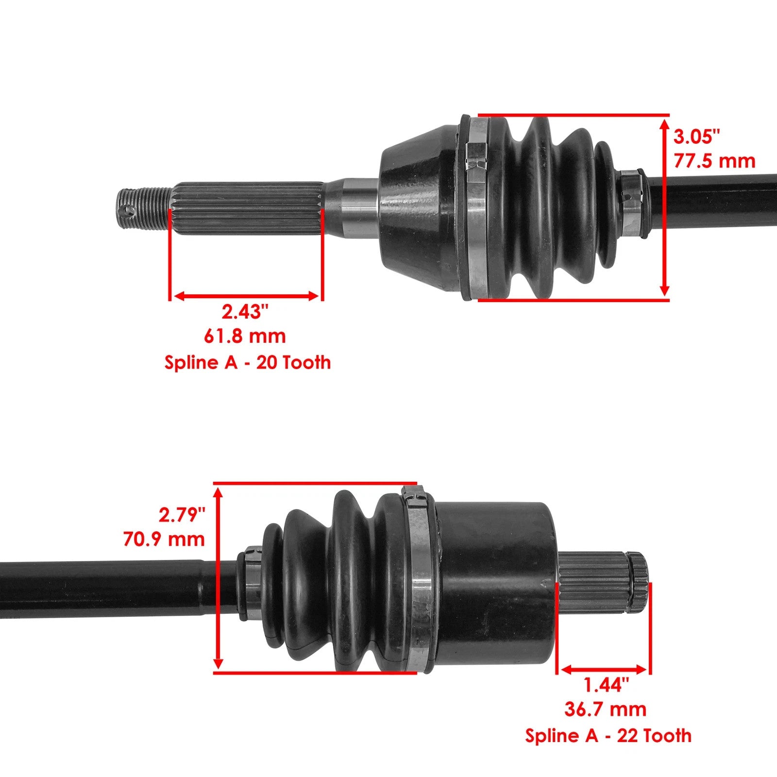 Caltric Front CV Joint Axle For Polaris Sportsman 570 2018-2024 ATV 1333752