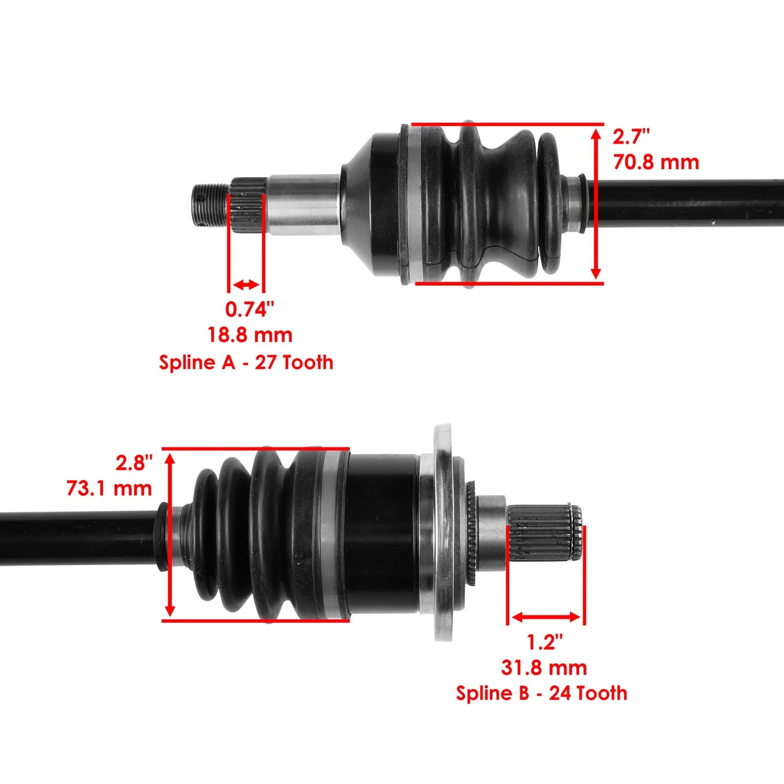 Front Left & Right Complete CV Joint Axles For Arctic Cat 700 4X4 2006-2014