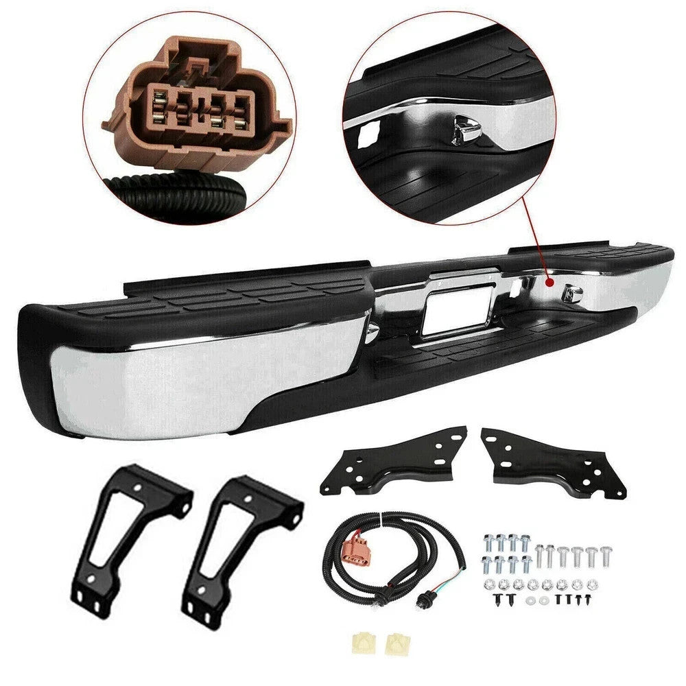 Complete - Chrome Rear Bumper For 1999-2007 Chevy Silverado GMC Sierra 1500 2500