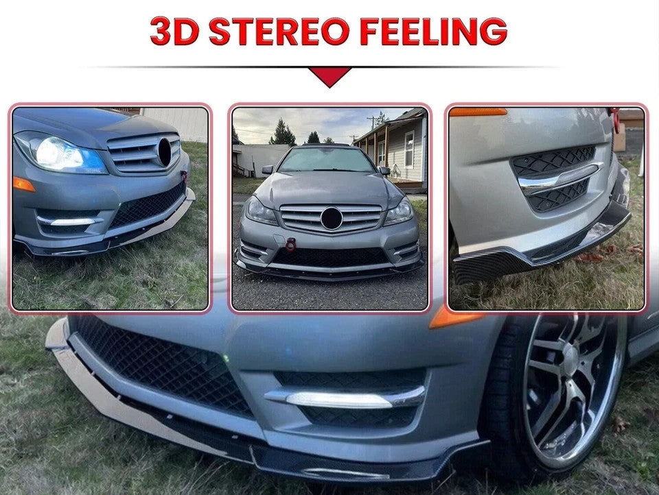 Carbon Fiber Color Front Bumper Lip Splitter Spoiler For Benz W204 Sport 2012-14