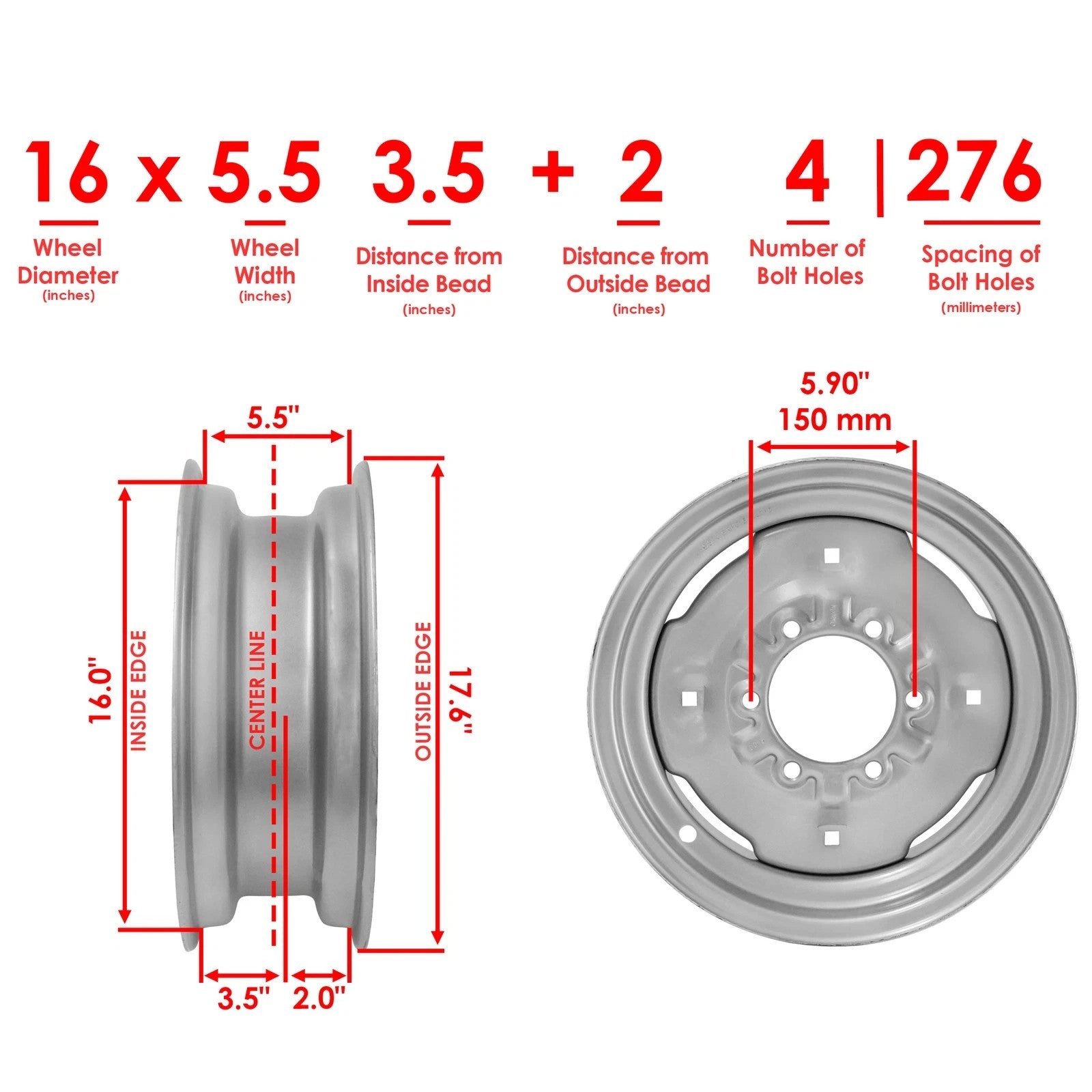Front Wheel Rim For Ford 3910 3930 4000 4110 4130 4600 6410 4630 4830 5000 5030