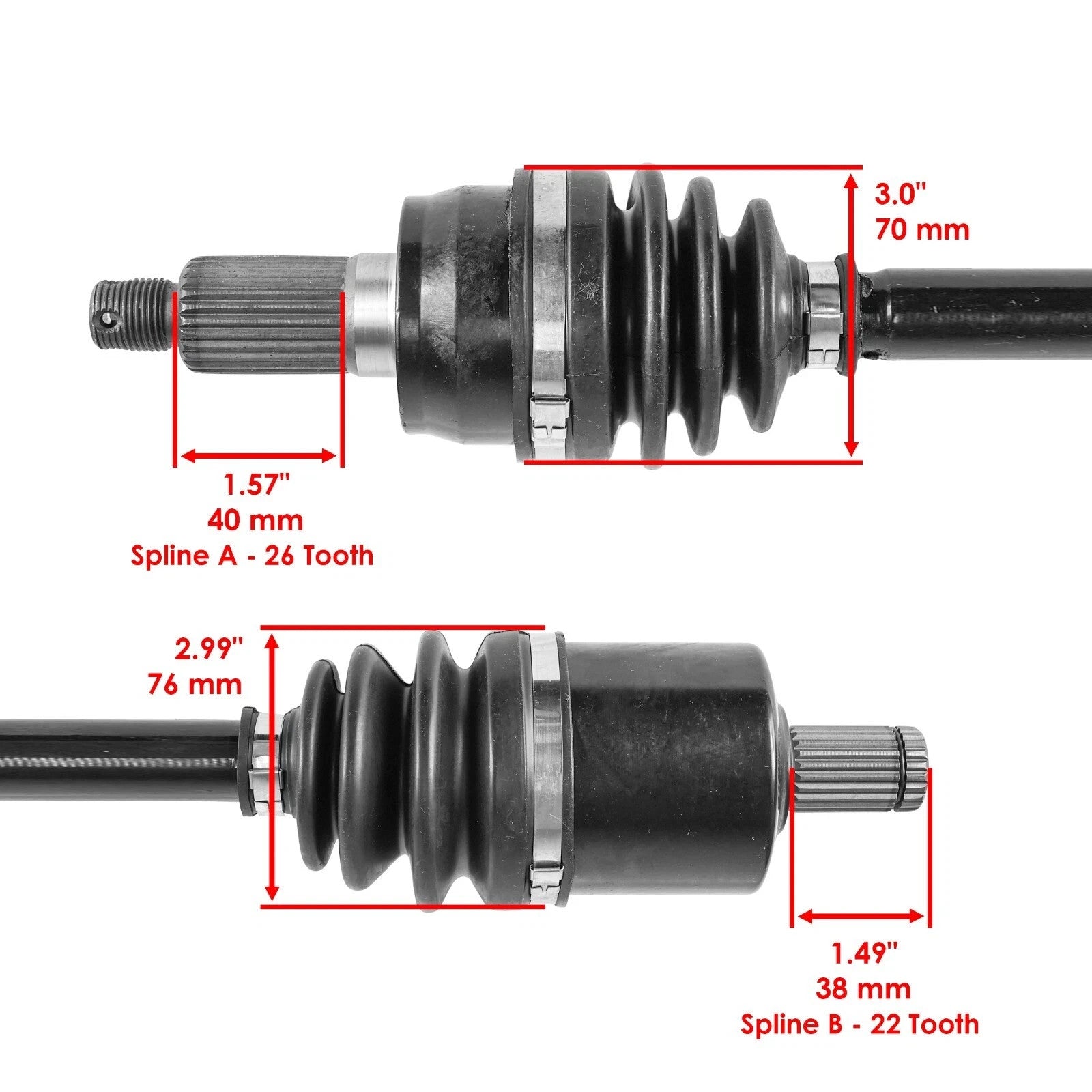 Caltric Front & Rear Axles For Polaris Scrambler 850 HO 2013-2015 Left & Right