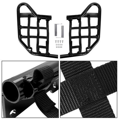 For Yamaha Raptor 700 YFM 700 YFM700  Nerf Bars Foot Guard Pegs W/ Black Net