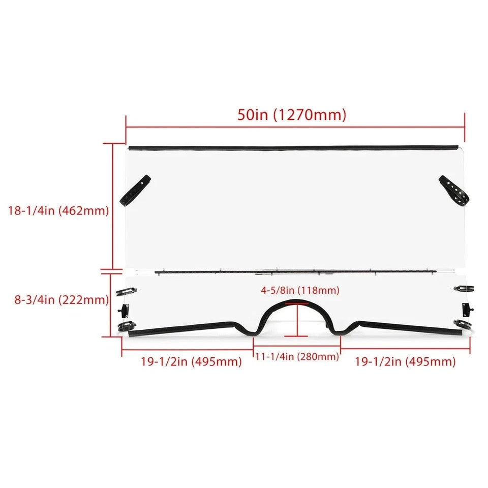 HECASA 1/4" Front Folding Windshield For Yamaha Rhino 450 / 660 / 700 UTV 04-13