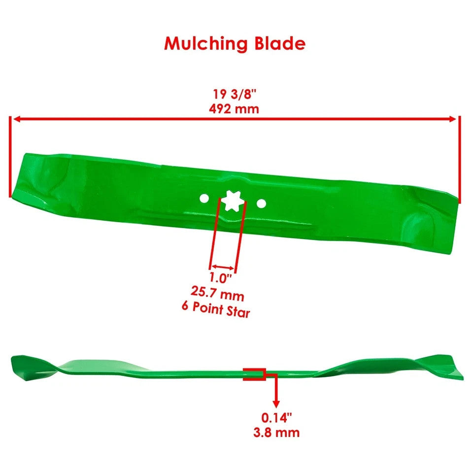 19 3/8 inch x 6 Point Star 38" Deck Mulching Blade For MTD Troy Bilt Cub Cadet