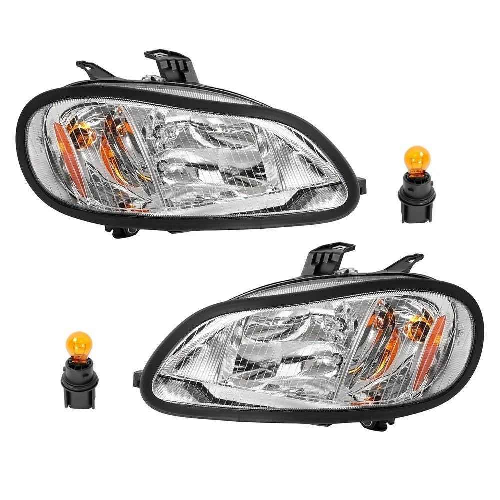 For Freightliner M-2 M2  2003-2018 Chrome Headlights Headlamps LH & RH Pair Set