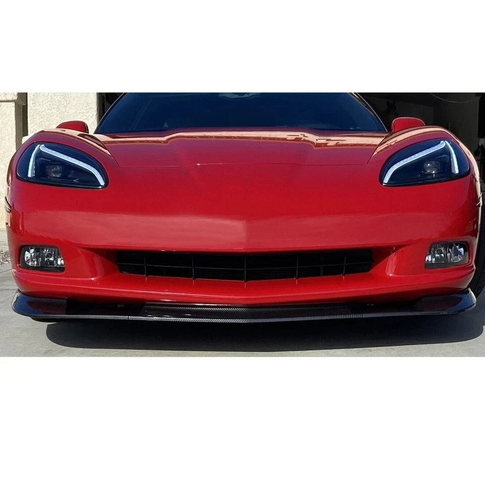HECASA For 05-13 Corvette C6 Base Front Lip Splitter ZR1 Style Carbon Fiber Look