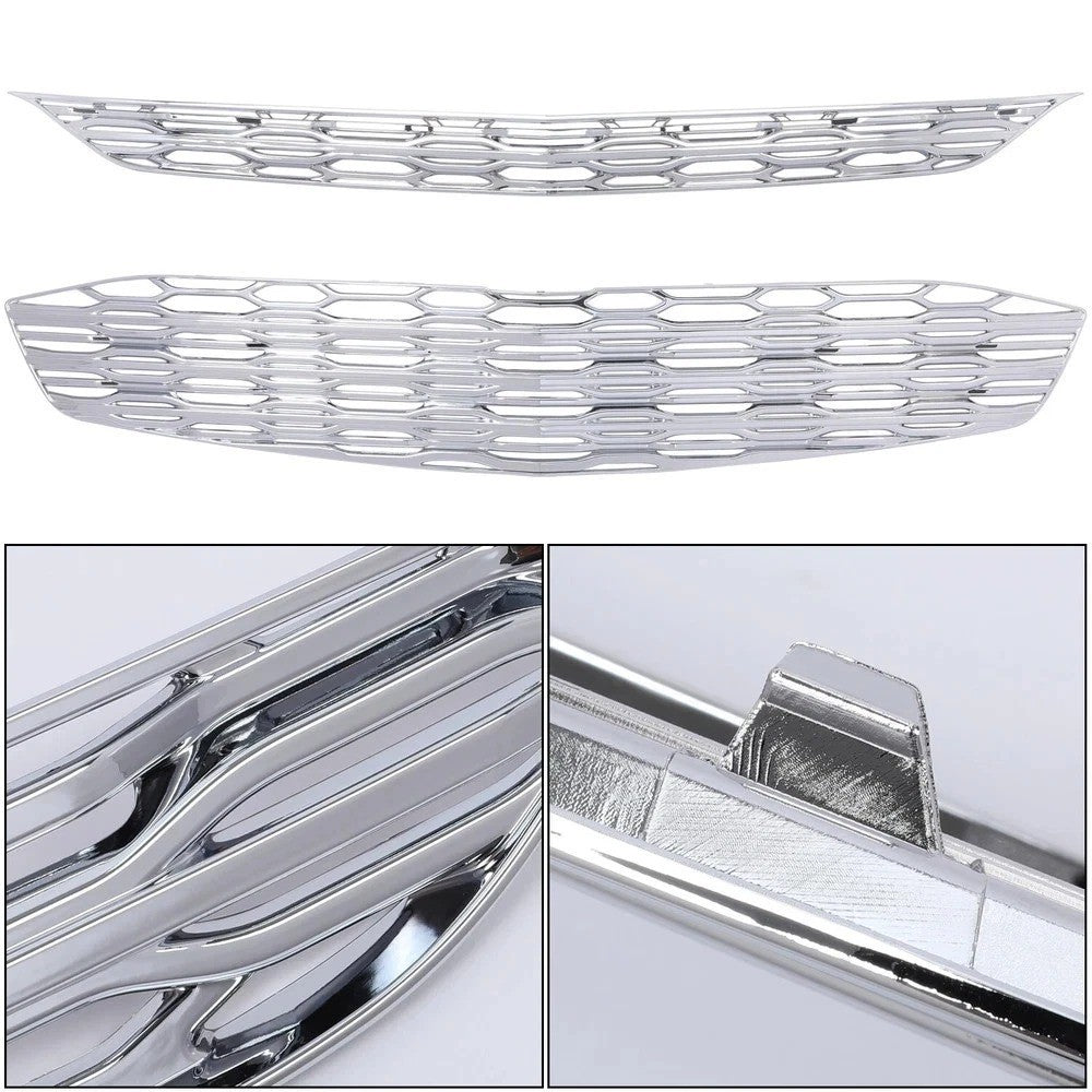 CHROME Snap On Grille Overlay Grill FOR Chevy Malibu 2016-2018 LS LT Sedan 4Door