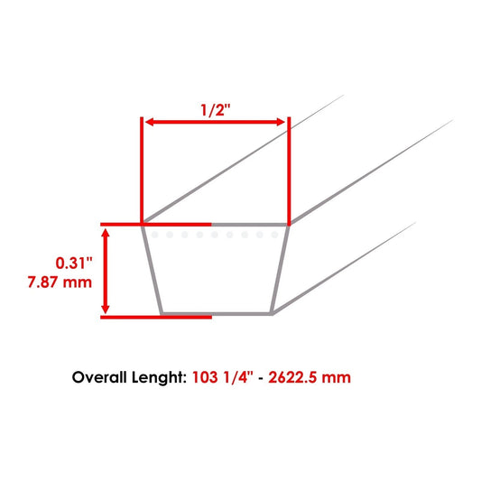 954-04219 754-04219 OCC-754-04219 46" Deck Belt For Troy-Bilt Bronco 46I B K X T