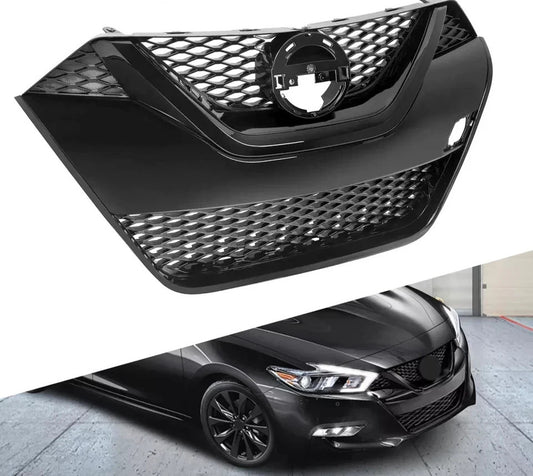 Full Glossy Black Front Bumper Upper Grille Fit For Nissan Maxima 2016 2017 2018