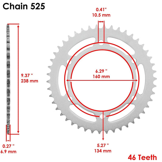 Drive Chain And Front Rear Sprockets Kit For Honda CBR600F4I 2001-2006 Gold