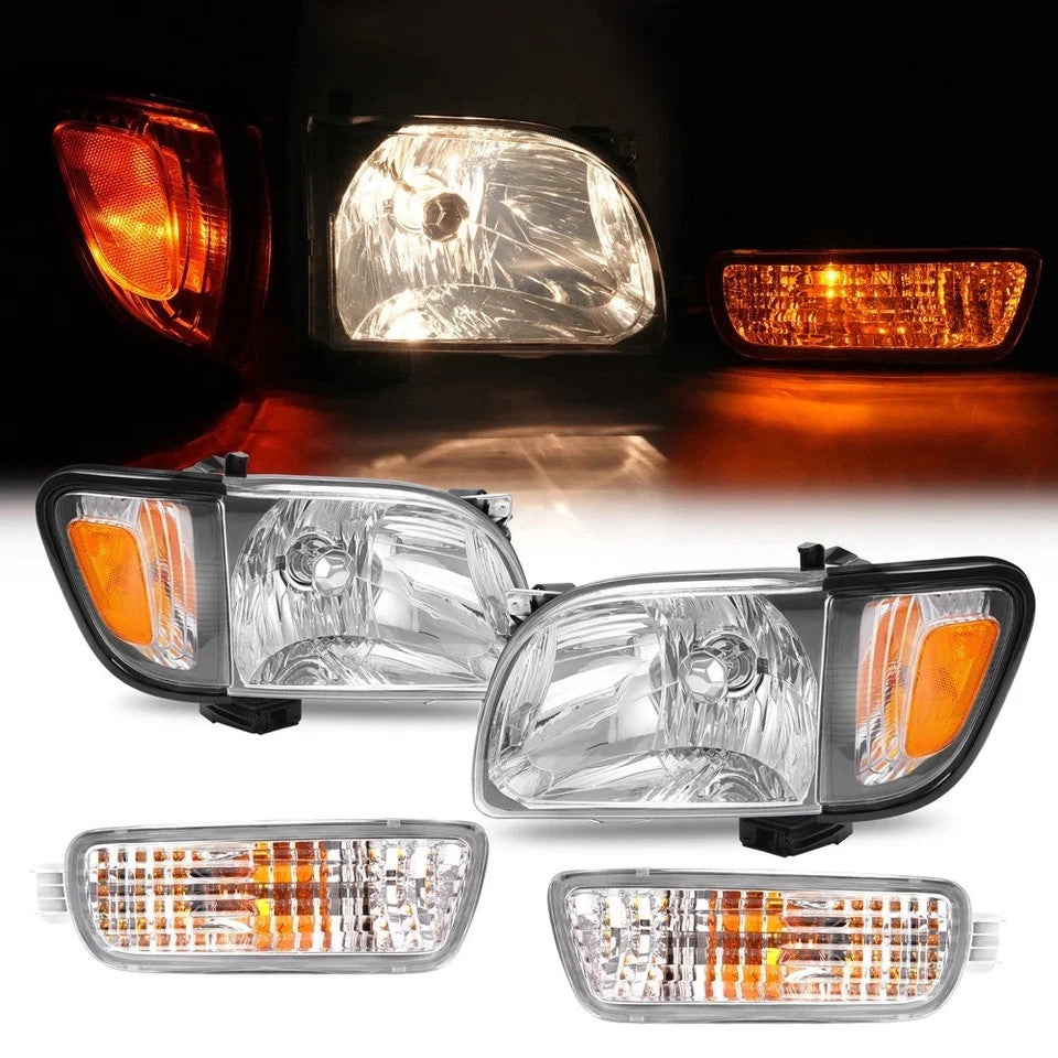 Headlights+Corner Signal Lights+Bumper Lamp w/ Bulbs For 2001-2004 Toyota Tacoma