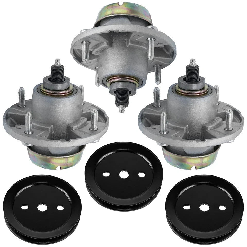 3 Caltric Spindle Assembly W/Pulley 48" Deck For John Deere X360 X500 X520 X530