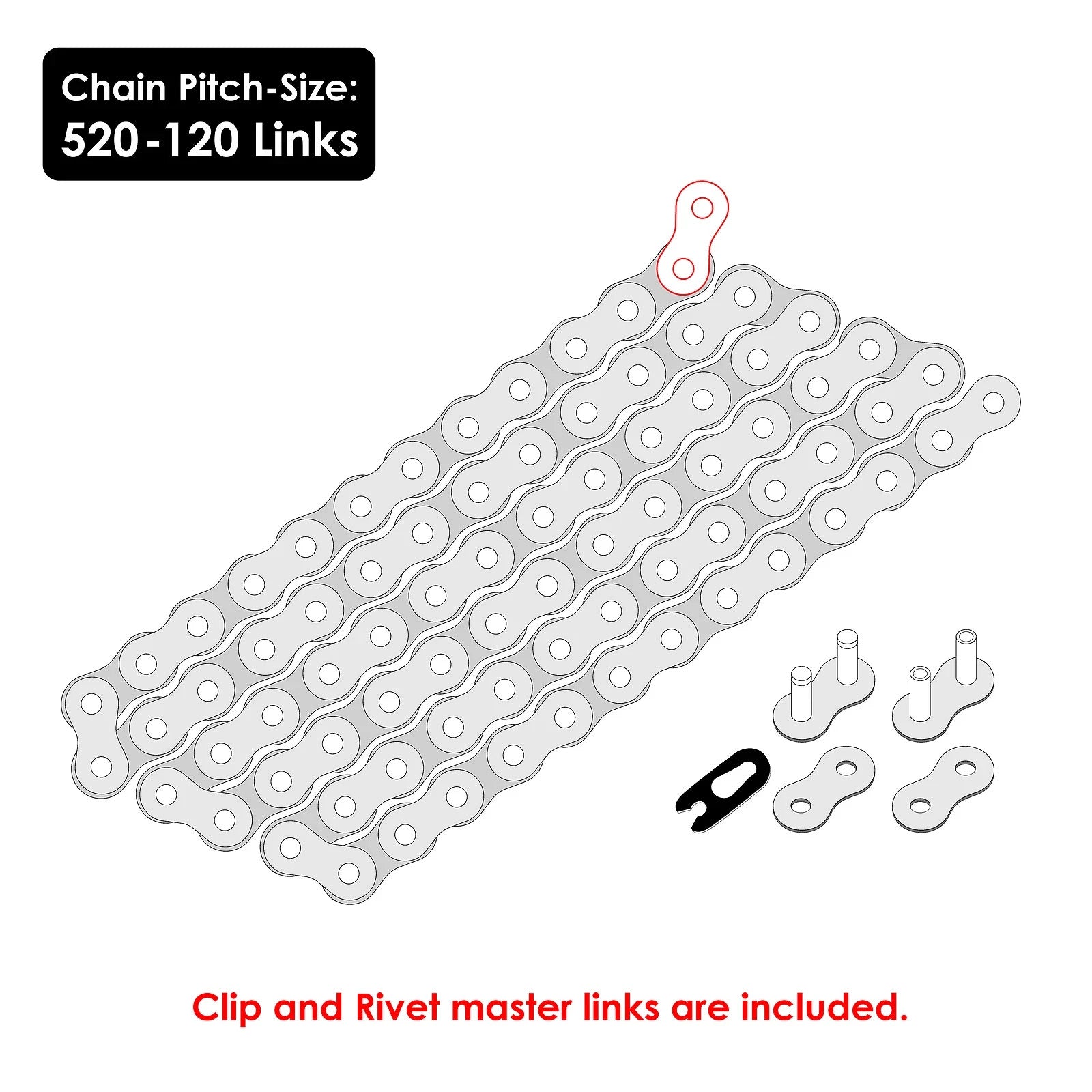 520 X 120 Links Motorcycle Atv Drive Chain 520-Pitch 120-Links